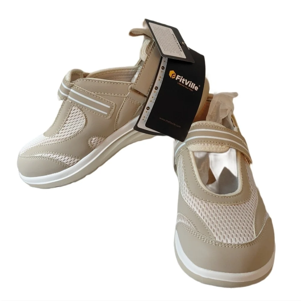 FitVille FlexiWalk Mary Jane Recovery Sneakers Wide Comfort Sandal Size 8 EW